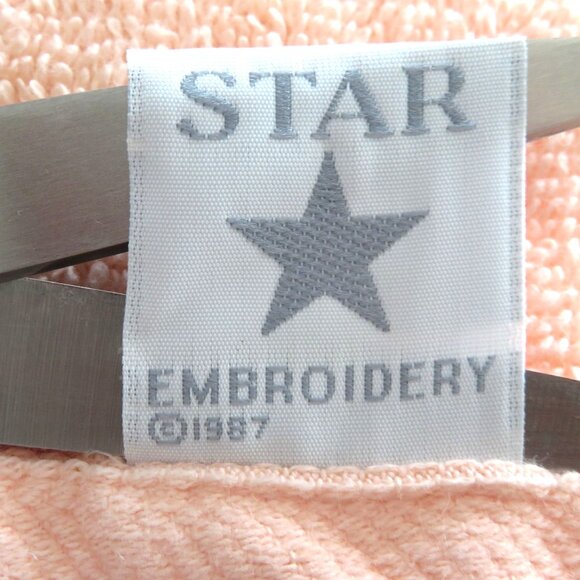 New Vintage 1987 Bath Towel Set 8pc Bath Hand Washcloth Peach Embroidery USA Mod - Picture 9 of 13